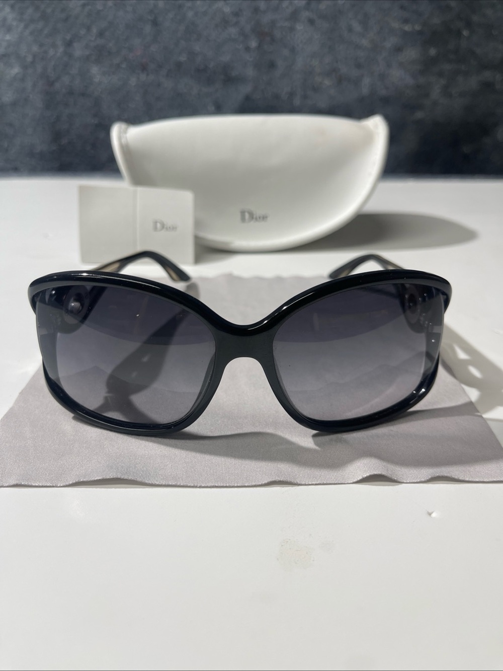 Dior Black Frame Sunglasses with Gradient Gray Lenses